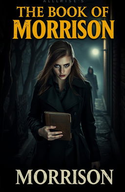 A dark and atmospheric scene from a chilling murder mystery titled 'The Book of Morrison'