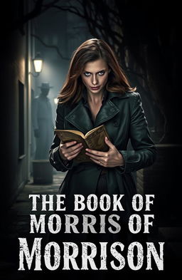 A dark and atmospheric scene from a chilling murder mystery titled 'The Book of Morrison'