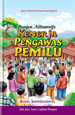 A book cover design for 'Buku Kinerja Pengawas Pemilu di Bumi Sawerigading'