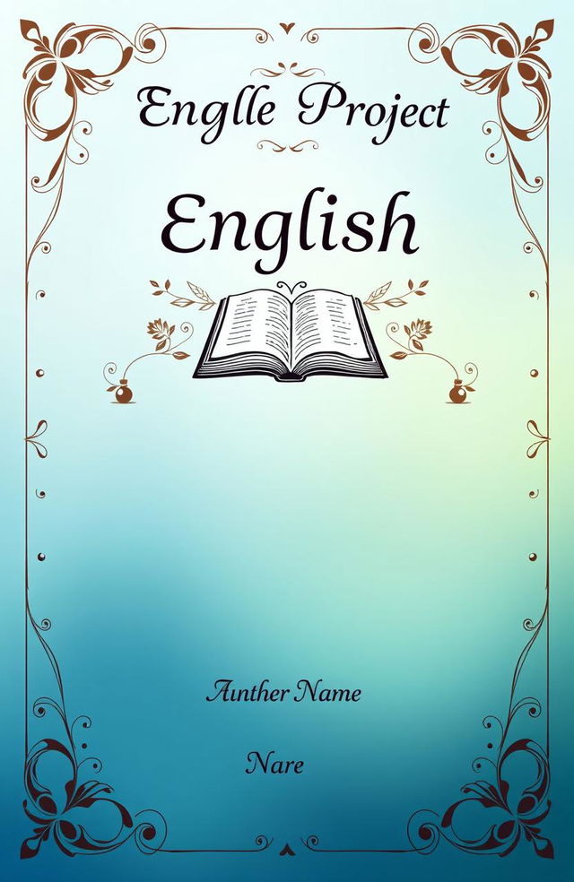 A visually appealing cover page for an English project, featuring an elegant title design at the top that reads 'English Project' in an artistic font