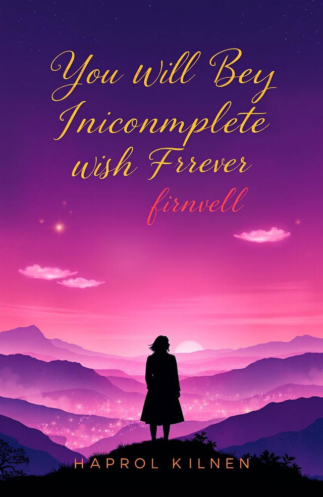 A visually striking book cover for a novel titled 'You Will Be My Incomplete Wish Forever'