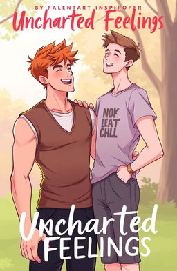 An illustration inspired by the cover of Heartstopper, featuring two main characters labeled 'Uncharted Feelings'