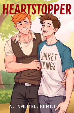 An illustration inspired by the cover of Heartstopper, featuring two main characters labeled 'Uncharted Feelings'