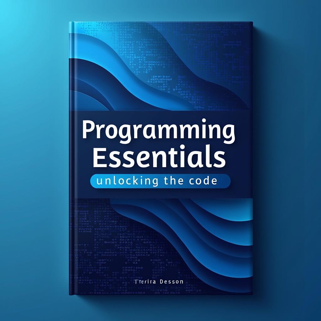 A captivating book cover for a programming book, designed with a rich palette of blue shades that convey a sense of intelligence and creativity