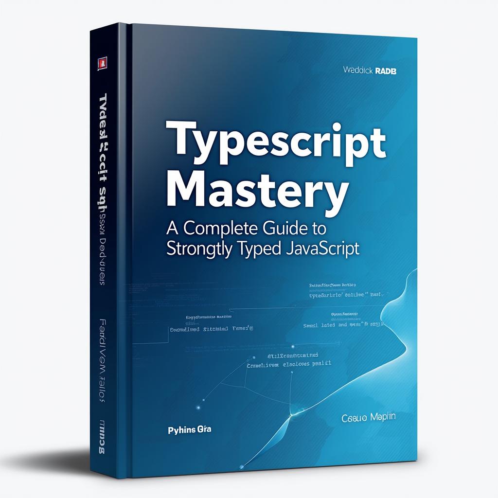 An engaging book cover for a TypeScript programming book, designed with an appealing gradient of blue tones ranging from deep navy to a bright sky blue