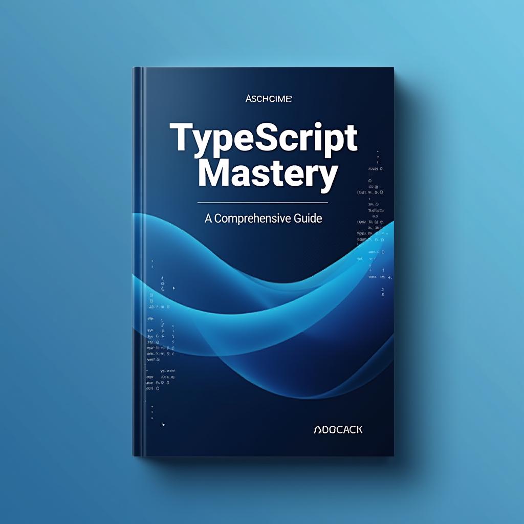 An engaging book cover design for a TypeScript programming book, predominantly featuring various shades of blue to reflect the language's branding