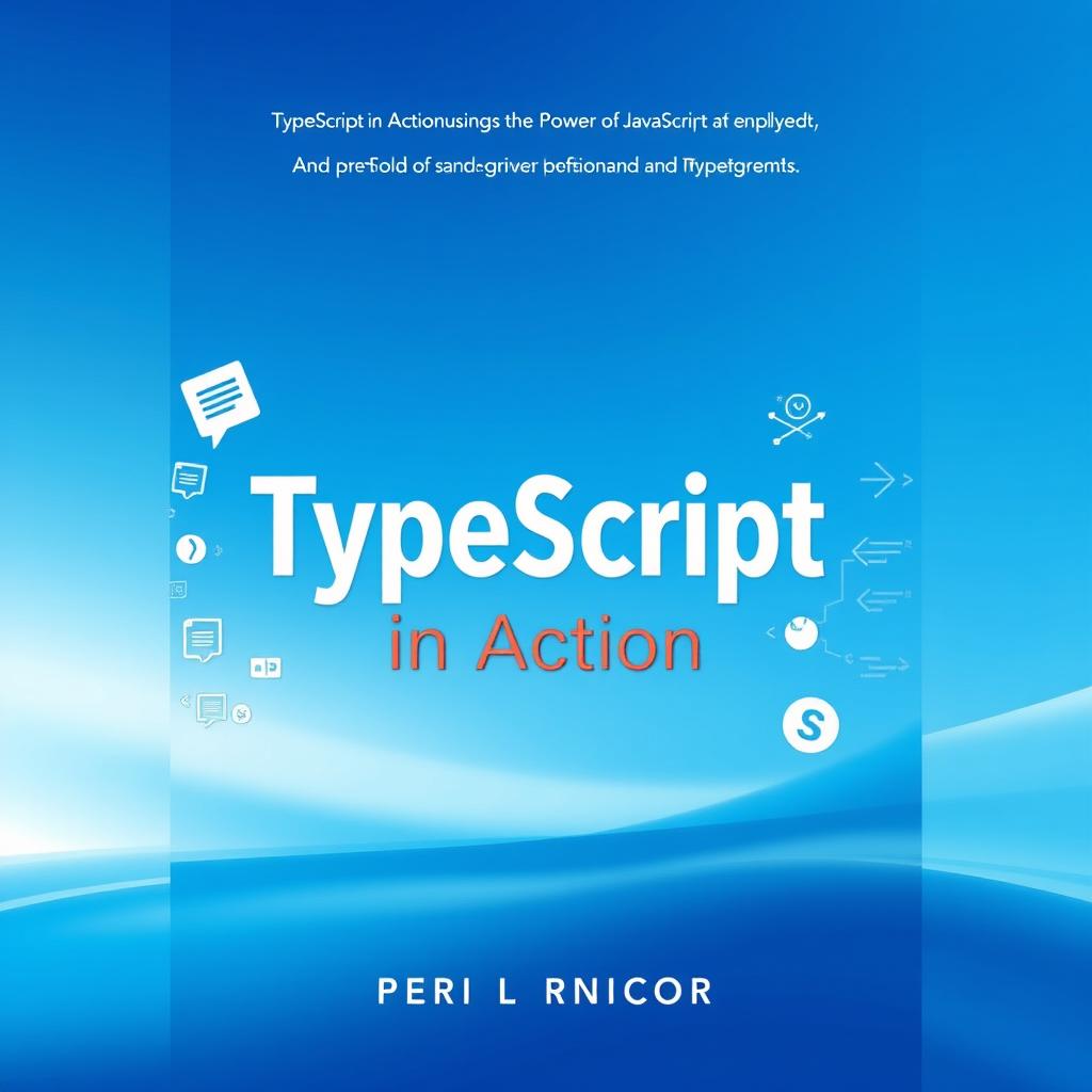 An eye-catching book cover for a TypeScript programming book, designed with a vibrant blue color scheme