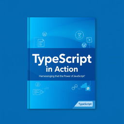 An eye-catching book cover for a TypeScript programming book, designed with a vibrant blue color scheme