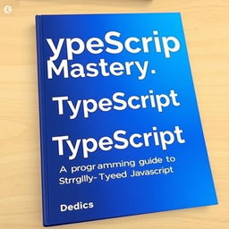 A sleek and modern book cover for a TypeScript programming book, predominantly featuring a vibrant blue color scheme that evokes a sense of clarity and professionalism