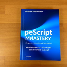 A sleek and modern book cover for a TypeScript programming book, predominantly featuring a vibrant blue color scheme that evokes a sense of clarity and professionalism