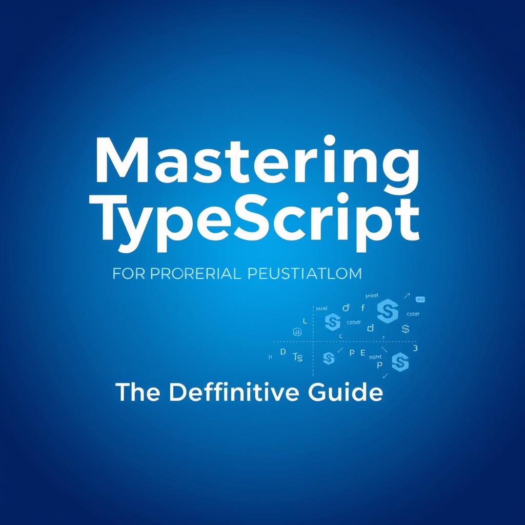 A visually striking book cover for a TypeScript programming book, centered around a blue color palette