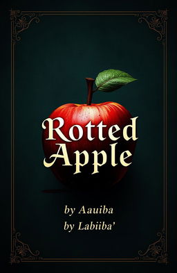 A dark academia themed book cover featuring a rotten apple with blood splatters