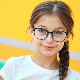 A girl with charming freckles across her face, wearing a casual t-shirt that fits comfortably