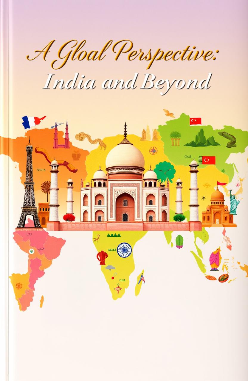 A vibrant cover page representing the theme of India and its cultural diversity alongside elements from other countries