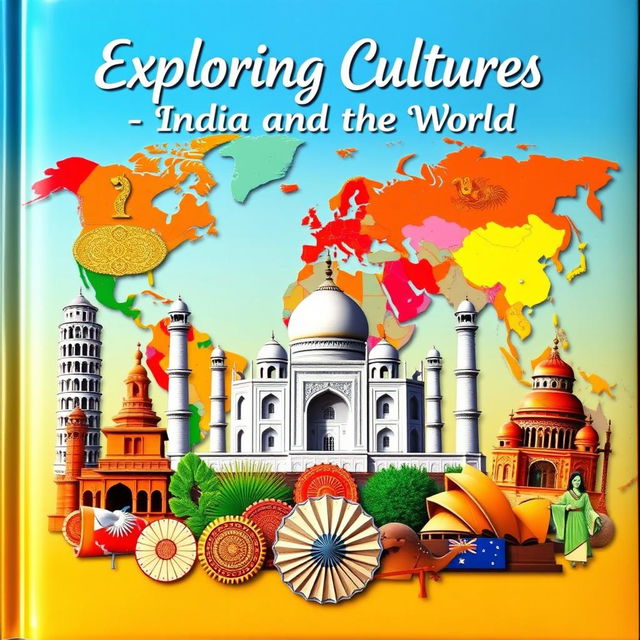 An eye-catching cover page showcasing the theme of India and its rich cultural tapestry alongside symbols from various other countries