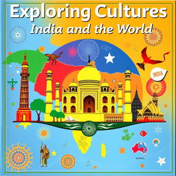 An eye-catching cover page showcasing the theme of India and its rich cultural tapestry alongside symbols from various other countries