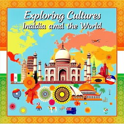 An eye-catching cover page showcasing the theme of India and its rich cultural tapestry alongside symbols from various other countries