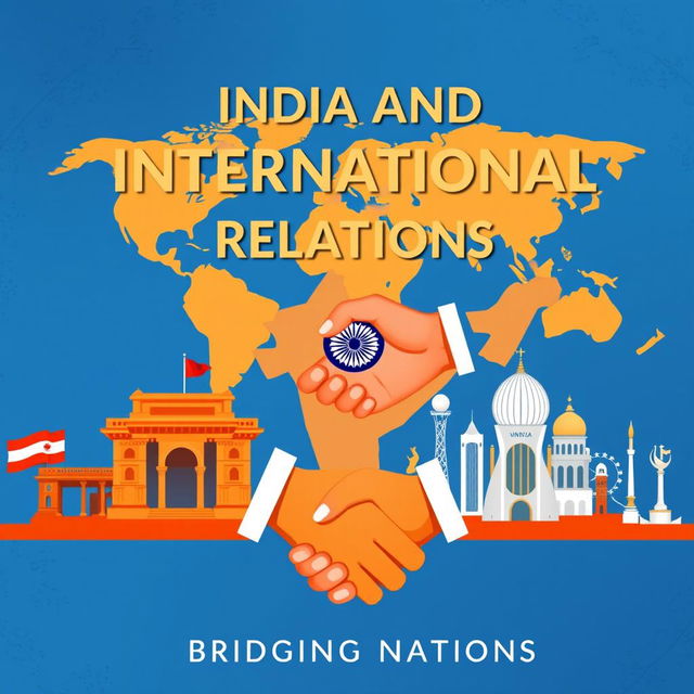 A professional and visually striking cover page focused on India’s international relations