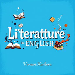 A creatively designed cover page for 'Literature in English' featuring a vibrant blue background