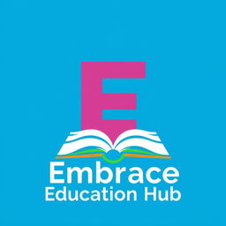 A modern and eye-catching logo for 'Embrace Education Hub' with a strong emphasis on the letter 'E'