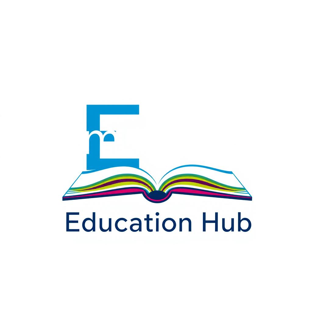 A modern and eye-catching logo for 'Embrace Education Hub' with a strong emphasis on the letter 'E'