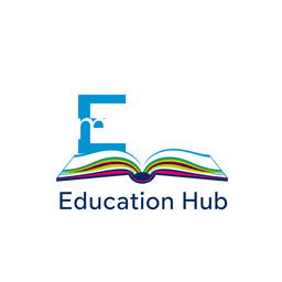 A modern and eye-catching logo for 'Embrace Education Hub' with a strong emphasis on the letter 'E'