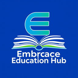 A modern and eye-catching logo for 'Embrace Education Hub' with a strong emphasis on the letter 'E'
