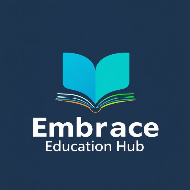 A modern and eye-catching logo for 'Embrace Education Hub' with a strong emphasis on the letter 'E'