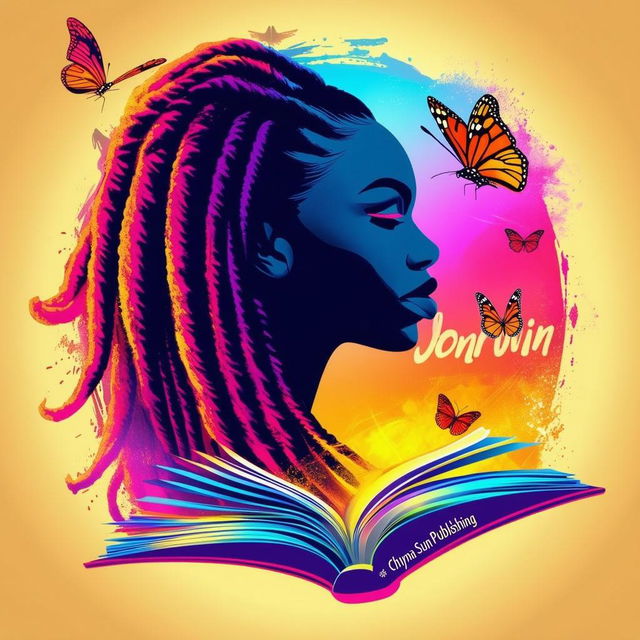 A vibrant and colorful silhouette of a woman with long, stylized dreadlocks set against a radiant background