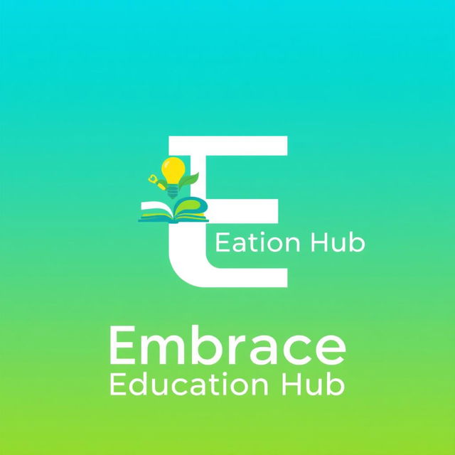 A creative logo design for 'Embrace Education Hub', highlighting the letter 'E' as the focal point