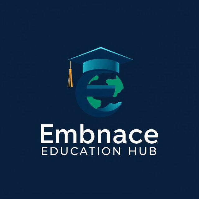 A logo design for 'Embrace Education Hub,' an international student consultancy, with a strong emphasis on the letter 'E' as a central, creative element