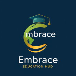 A logo design for 'Embrace Education Hub,' focusing on the letter 'E' as a central and creative element