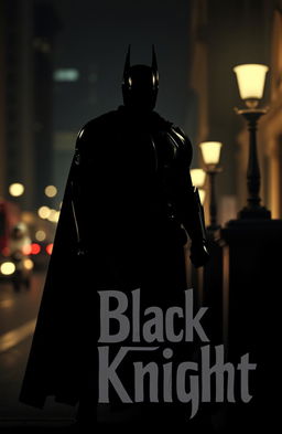 A minimalist and artistic interpretation of a dark knight figure inspired by the cinematic styles of 'The Dark Knight' and 'The Godfather'
