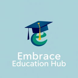 Design a logo for 'Embrace Education Hub' featuring a prominent and creatively stylized letter 'E' as the central element