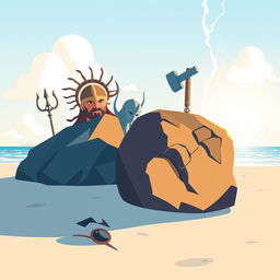 A modern, simple vector art book cover featuring two rocks prominently in the foreground