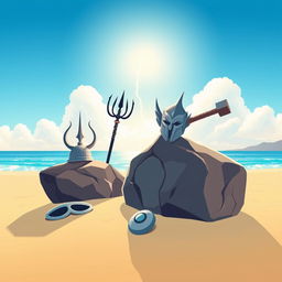 A modern, simple vector art book cover featuring two rocks prominently in the foreground