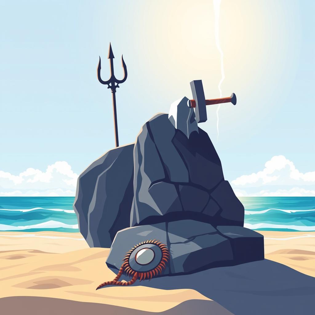 A modern, simple vector art book cover featuring two rocks prominently in the foreground