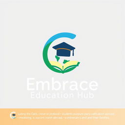 Design a creative and professional logo for 'Embrace Education Hub', a consultancy that helps students pursue education abroad