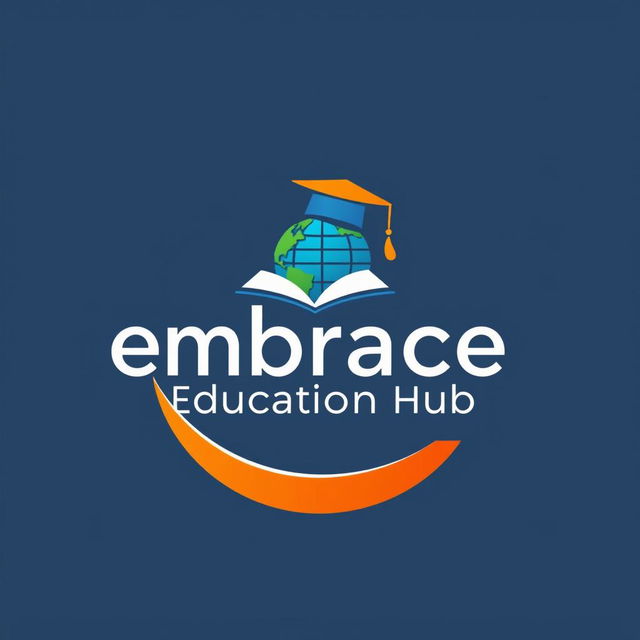 Design a creative and professional logo for 'Embrace Education Hub', a consultancy that helps students pursue education abroad