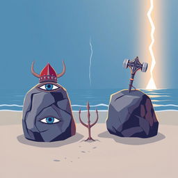 A modern and simple vector art book cover design, featuring two rocks positioned on the left and right sides of the cover
