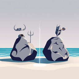 A modern and simple vector art book cover design, featuring two rocks positioned on the left and right sides of the cover