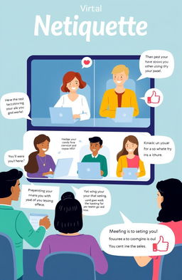 An informative and engaging illustration depicting the concept of netiquette