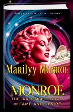 A captivating book cover design featuring the iconic silhouette of Marilyn Monroe, surrounded by swirling vibrant colors that evoke a sense of fame and desire