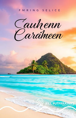 A vibrant and captivating book cover design featuring an idyllic Caribbean scene