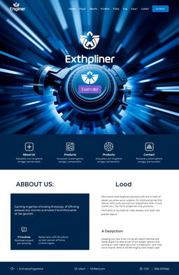 A visually stunning engine front page for a project, featuring a sleek, modern design