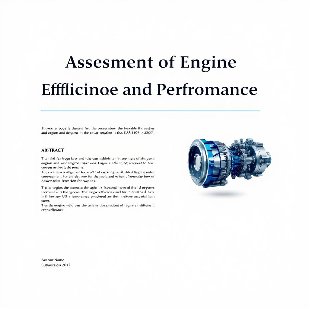 An academic front page layout for an assessment paper focused on engine technology