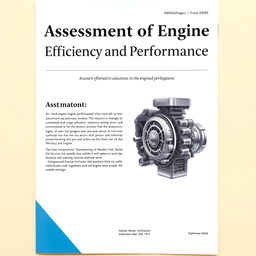 An academic front page layout for an assessment paper focused on engine technology