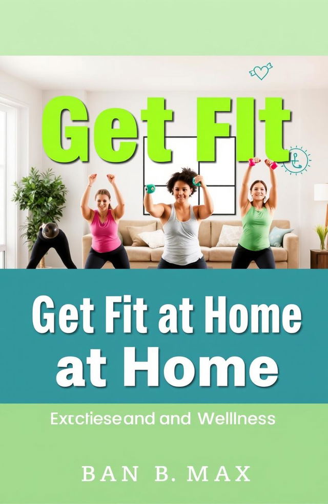 Create a visually appealing digital ebook cover design for 'Get Fit at Home: A Beginner’s Guide to Exercise and Wellness'