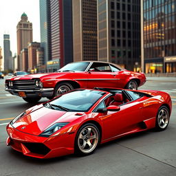 A striking fusion of a vintage Buick Le Sabre and a sleek Lamborghini Gallardo