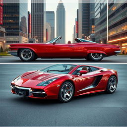 A striking fusion of a vintage Buick Le Sabre and a sleek Lamborghini Gallardo